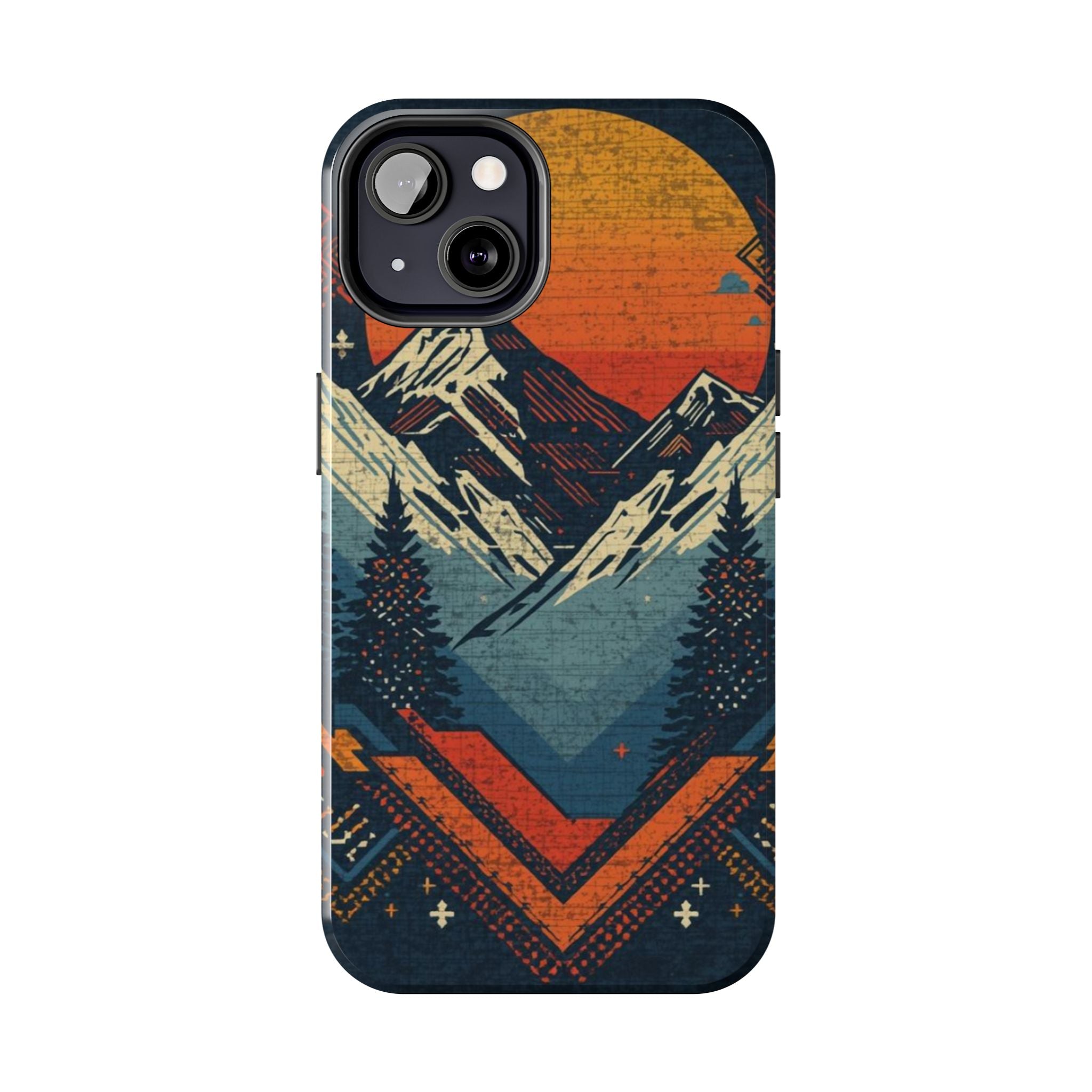Tough Phone Case — Retro Mountain Sunset Design