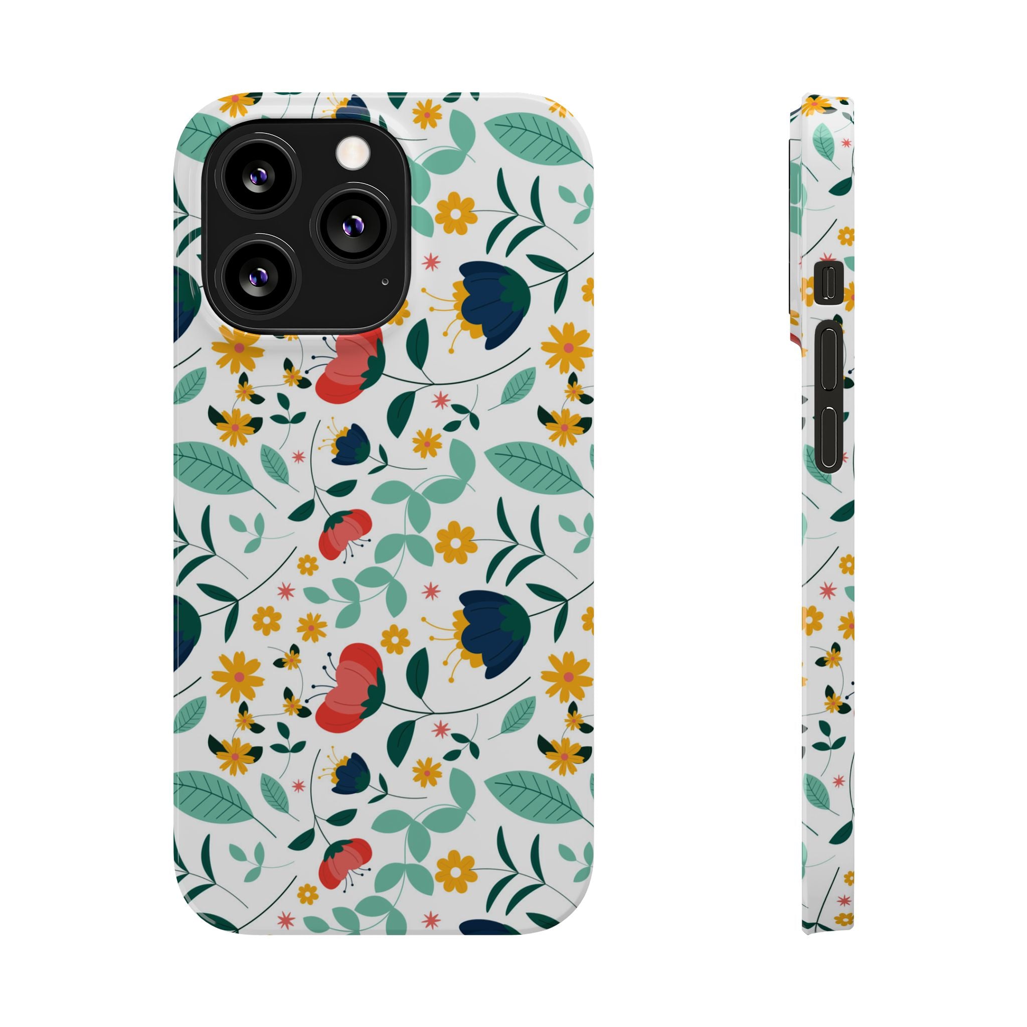 Floral Slim Phone Case — Colorful Folk Flower Pattern