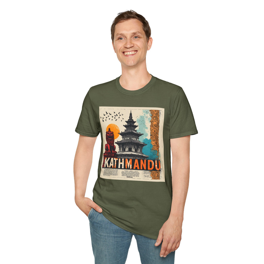 Kathmandu Vintage Travel T-Shirt – Retro Nepal Skyline Graphic Tee, Cultural Tourism Design