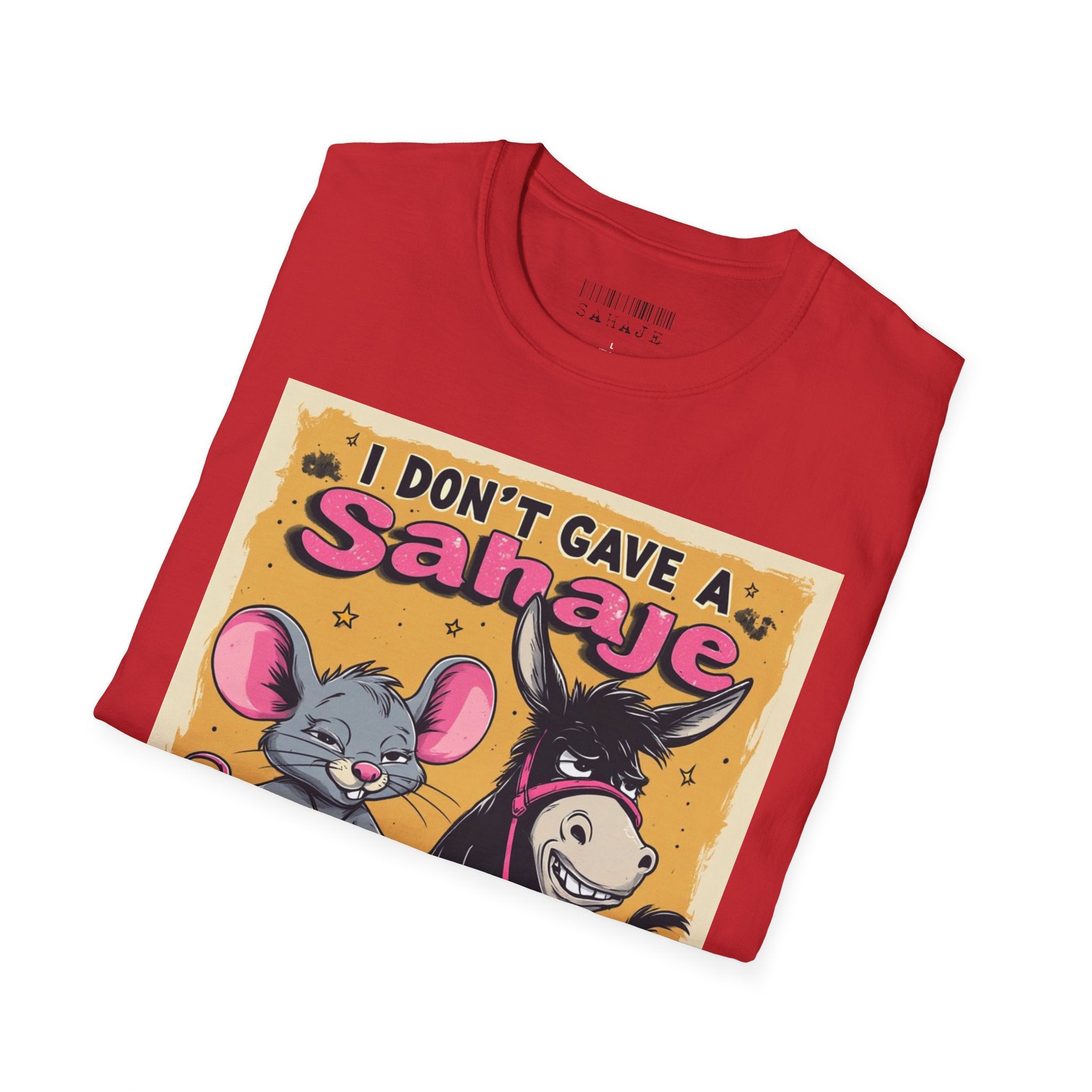 Don’t Give a Satrage T-Shirt — Funny Mouse & Donkey Cartoon Tee