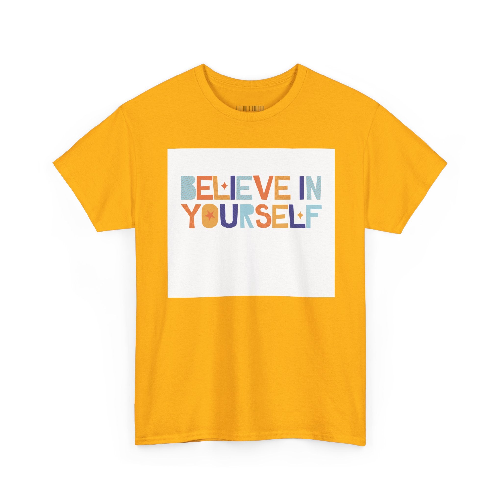 T-Shirt — "Believe in Yourself" Colorful Retro Motivational Tee