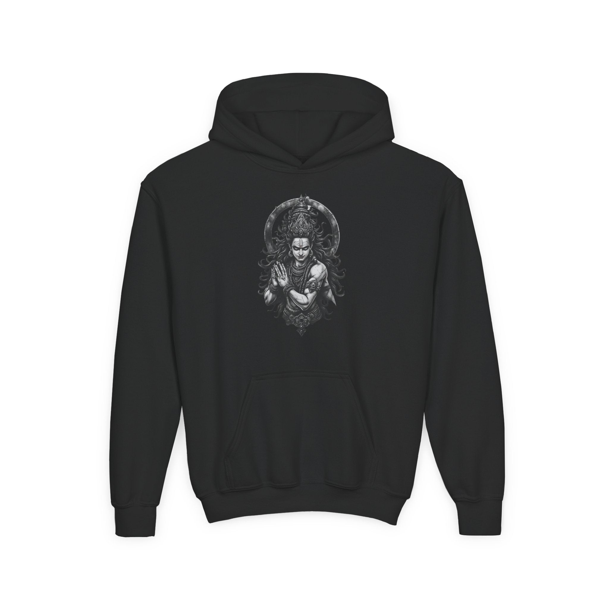 Youth Hoodie with Gothic Goddess Skull Art — Dark Fantasy Graphic Pullover