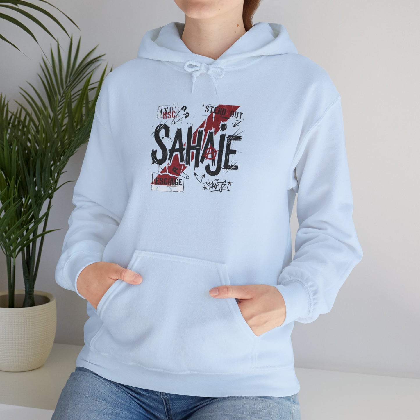 Sahaje Graphic Hoodie – Distressed Vintage Script Pullover
