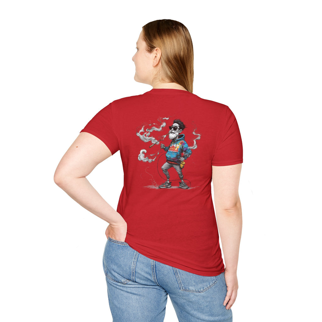 Cartoon T-Shirt – Funny Old Man Smoking Street Graphic Tee, Anti-Smoking Awareness Shirt