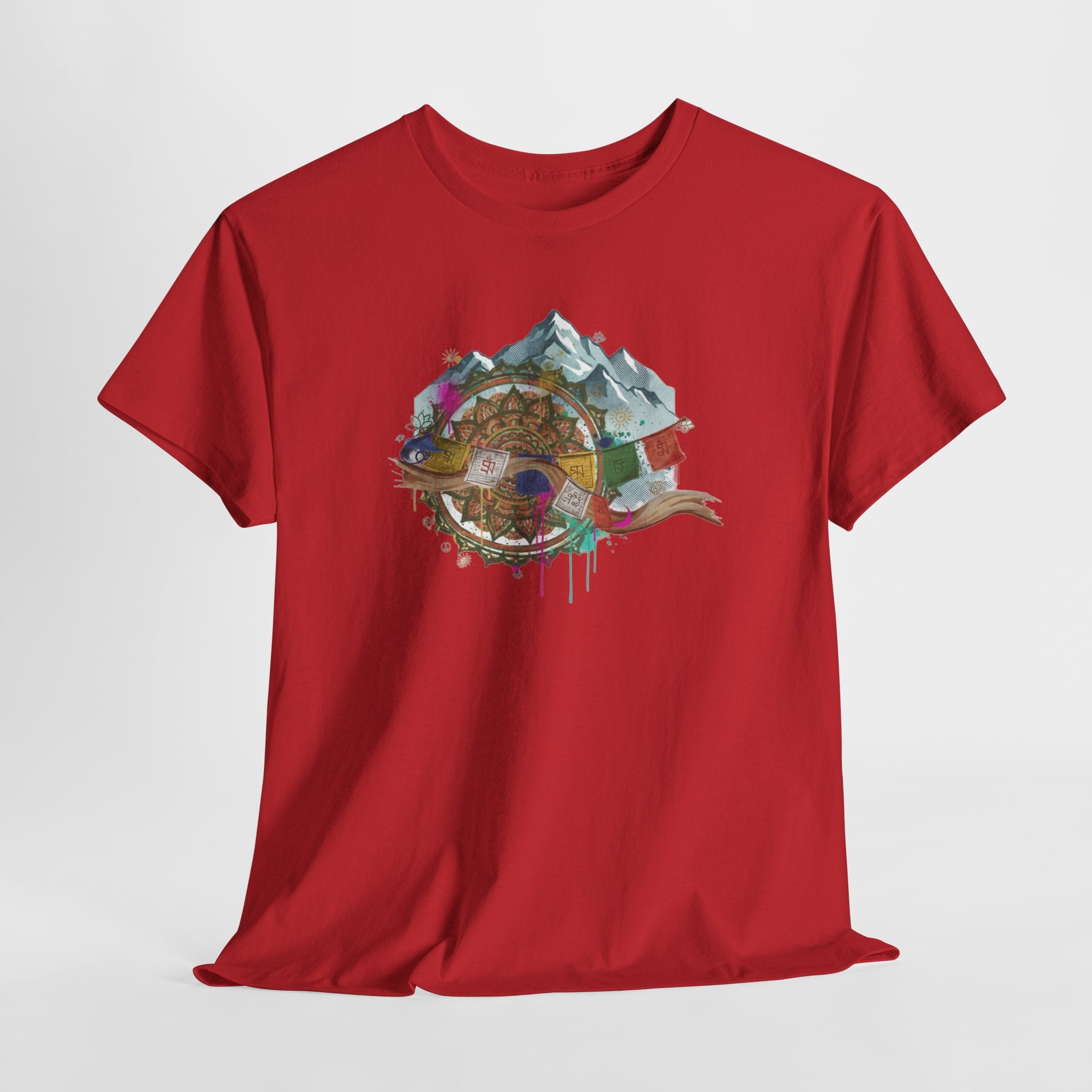 Adventure Compass Graphic Tee — Mountain, Globe & Flag Illustration