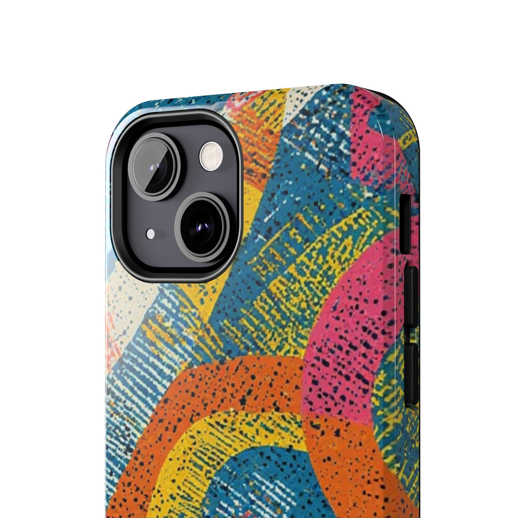 Bold Retro Abstract Tough Phone Case — Colorful Geometric Protective Cover