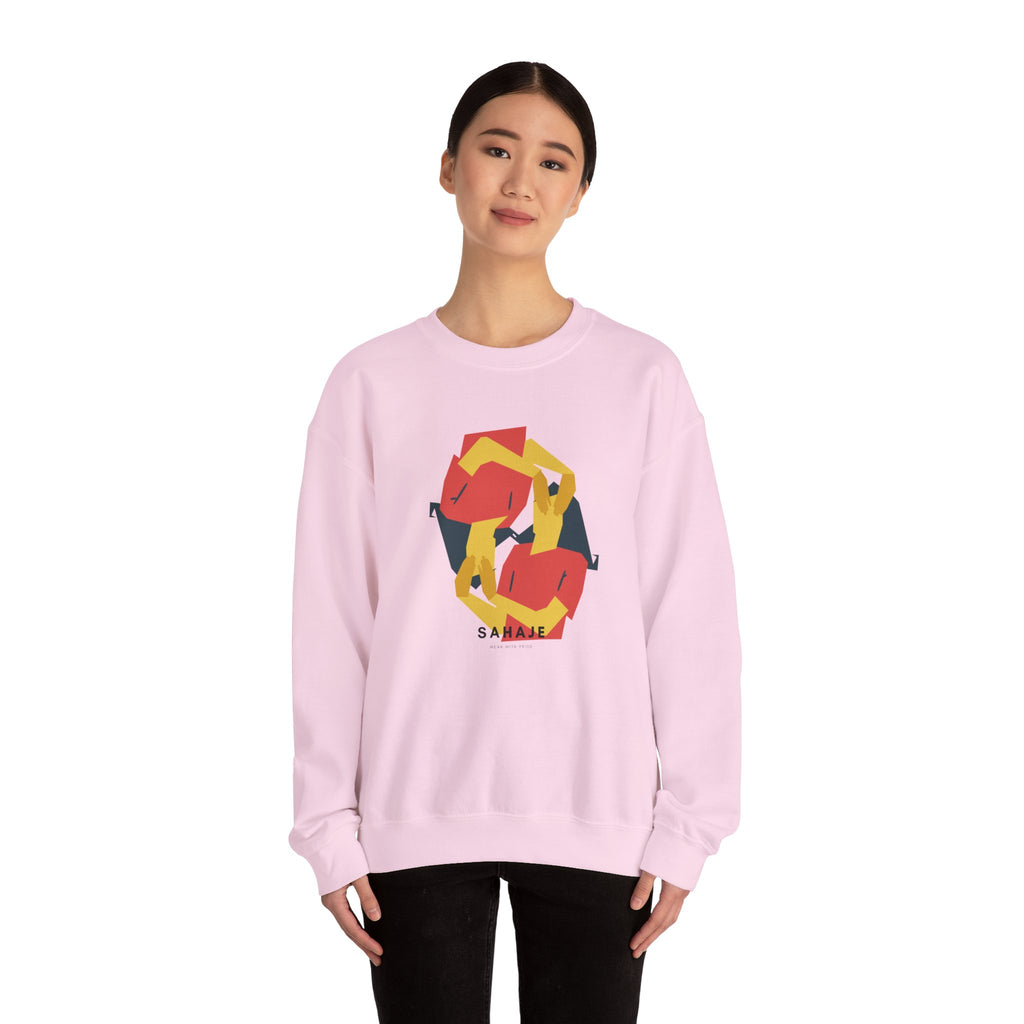 Abstract Flamingo Geometric Crewneck Sweatshirt