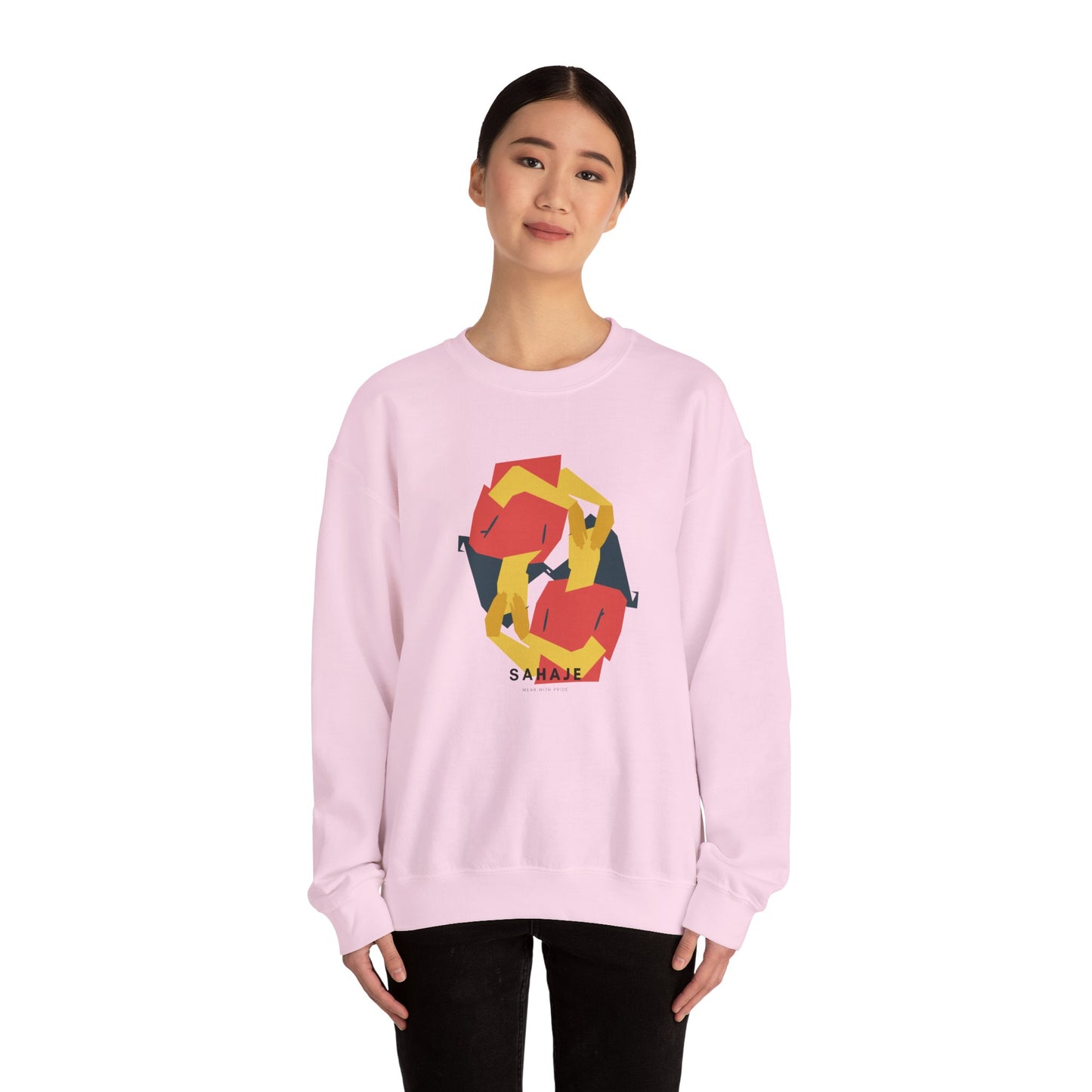 Abstract Flamingo Geometric Crewneck Sweatshirt