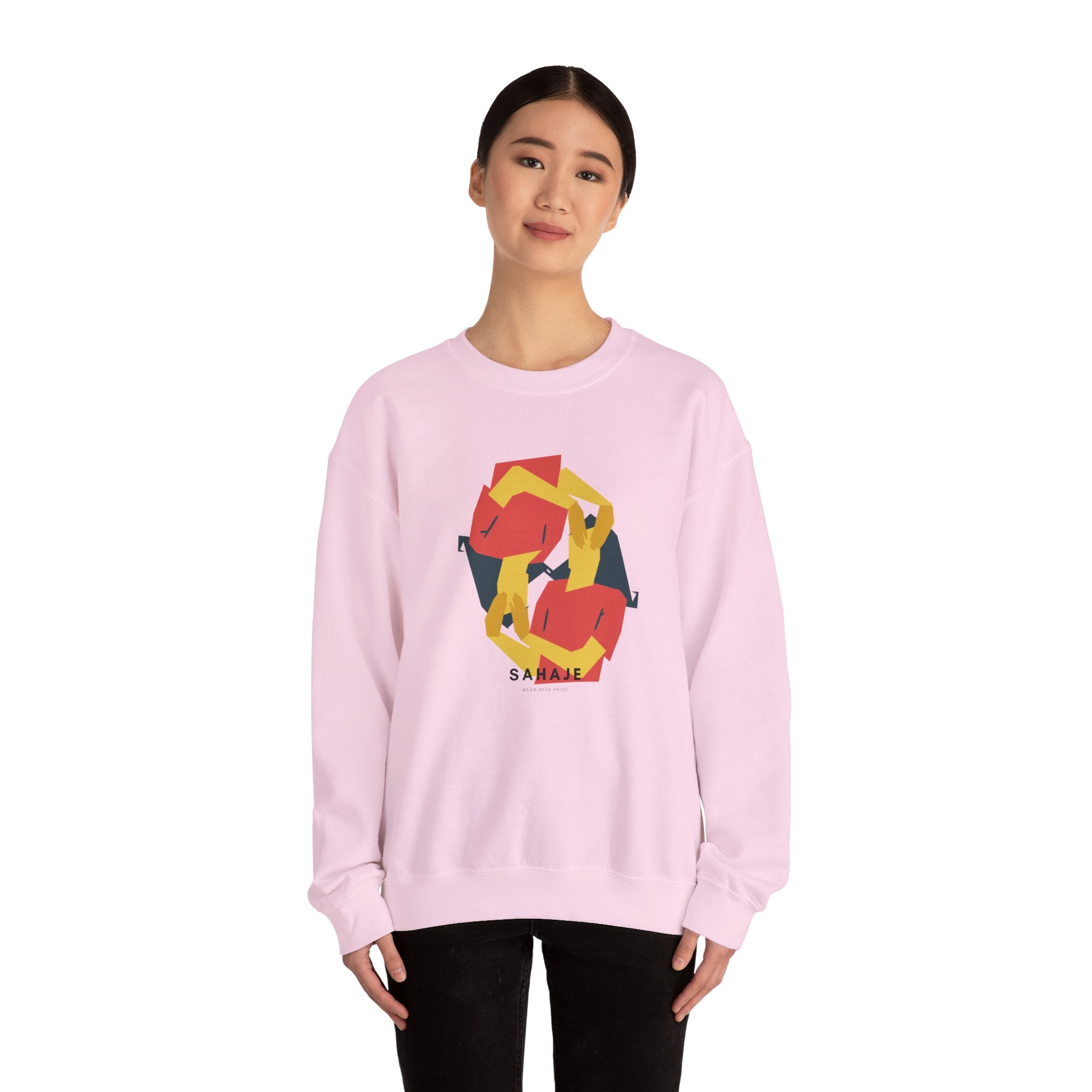 Abstract Flamingo Geometric Crewneck Sweatshirt