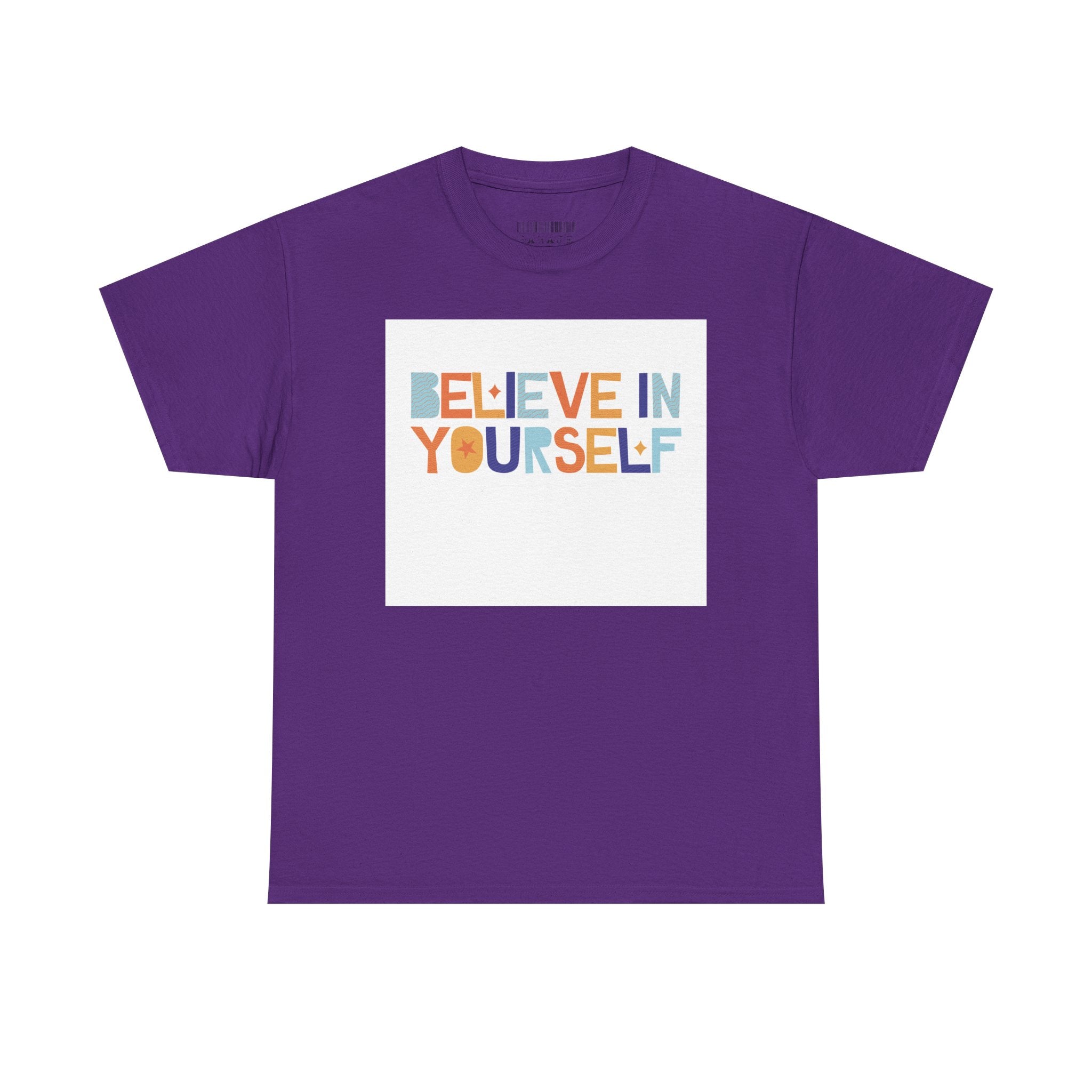 T-Shirt — "Believe in Yourself" Colorful Retro Motivational Tee