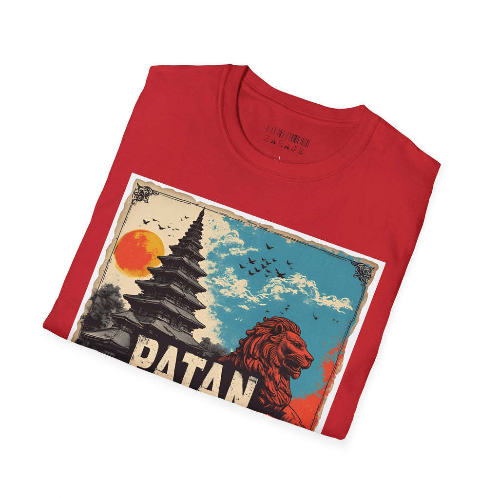 Patan City T-Shirt – Temple & Lion Graphic Tee, Nepali Cultural Heritage Design