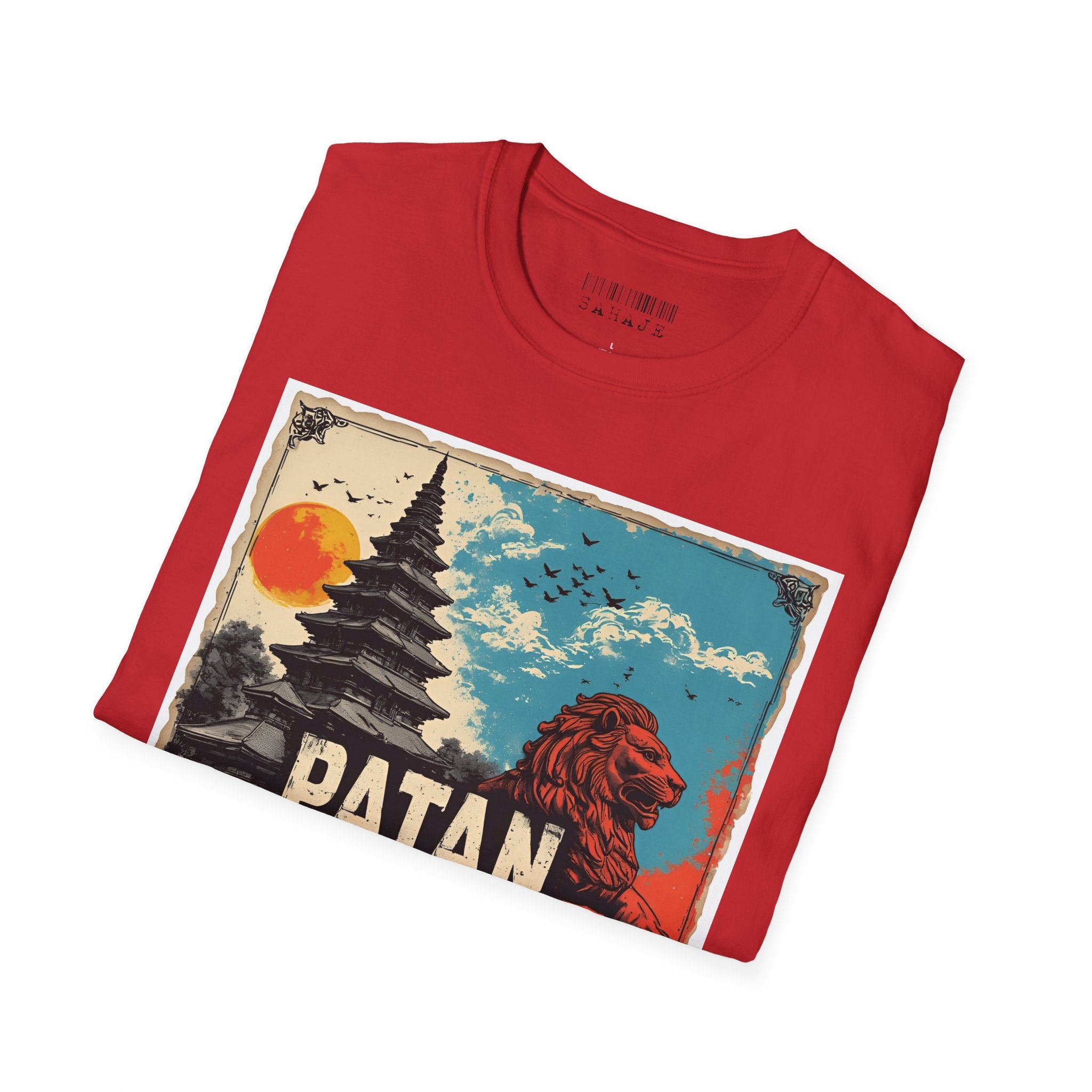 Patan City T-Shirt – Temple & Lion Graphic Tee, Nepali Cultural Heritage Design
