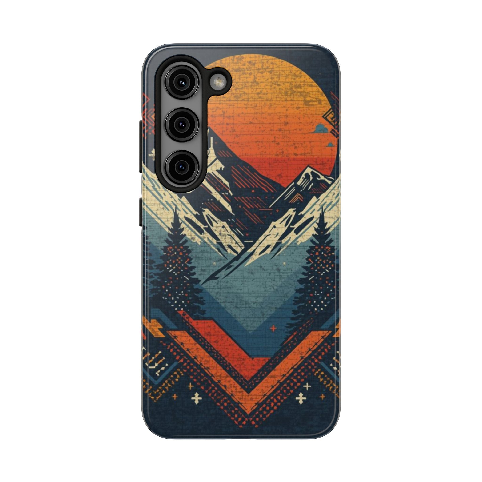 Tough Phone Case — Retro Mountain Sunset Design