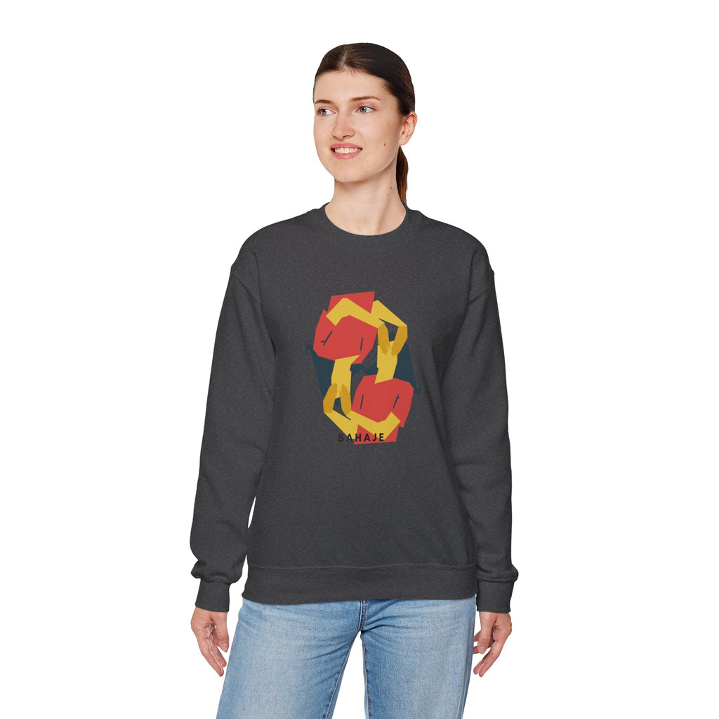 Abstract Flamingo Geometric Crewneck Sweatshirt