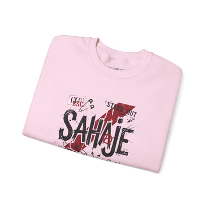 Crewneck Sweatshirt — 'Sahaje' Distressed Script Graphic
