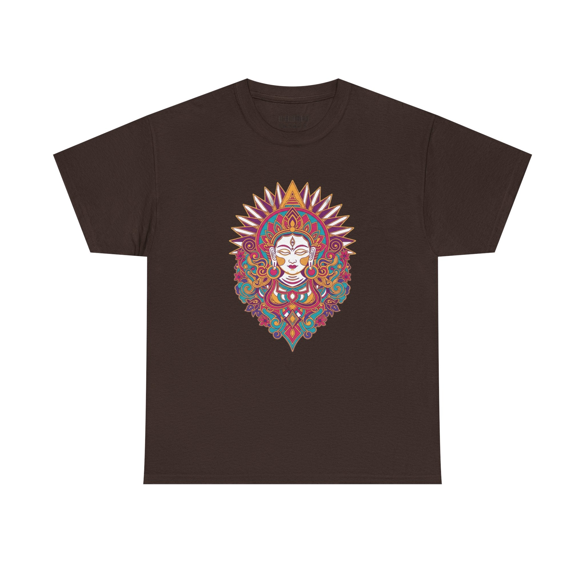 Spiritual Goddess Sun Mandala Tee — Colorful Boho Yoga T‑Shirt