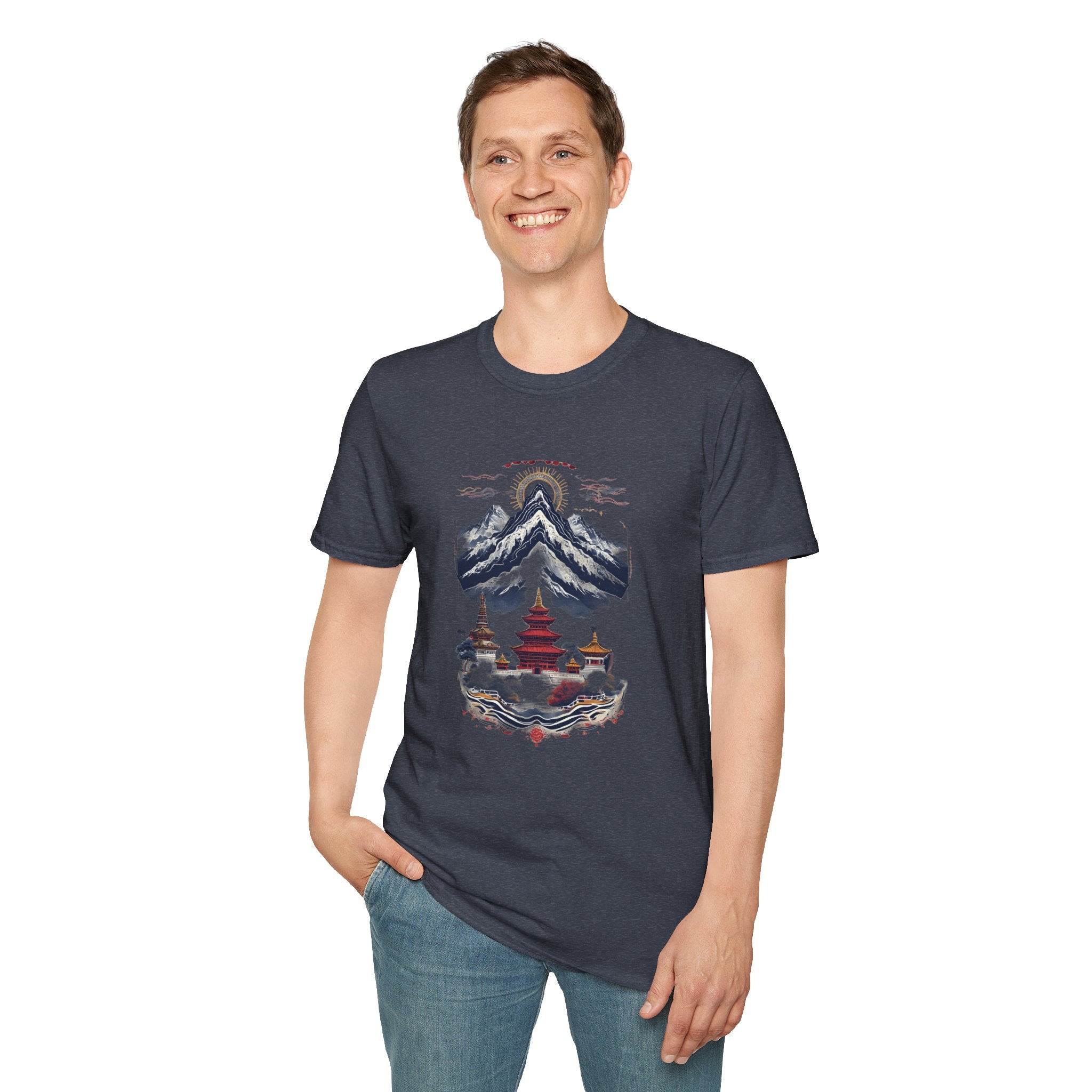 Asian Landscape T-Shirt — Mountain Pagoda Scenic Tee