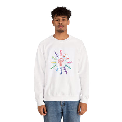 Crewneck Sweatshirt — Rainbow Mindset Design (Creativity, Curiosity, Confidence)
