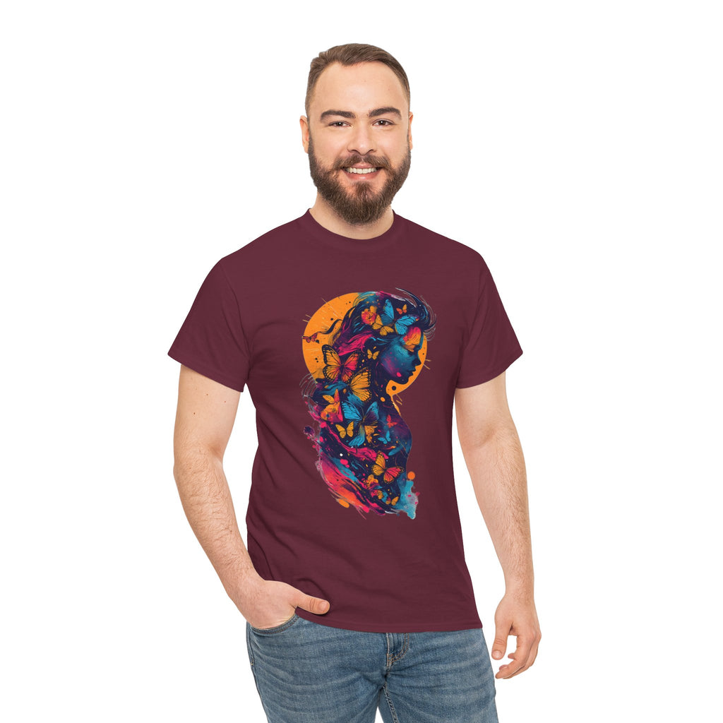 Butterfly Silhouette Graphic Tee — Colorful Maternity Profile Design
