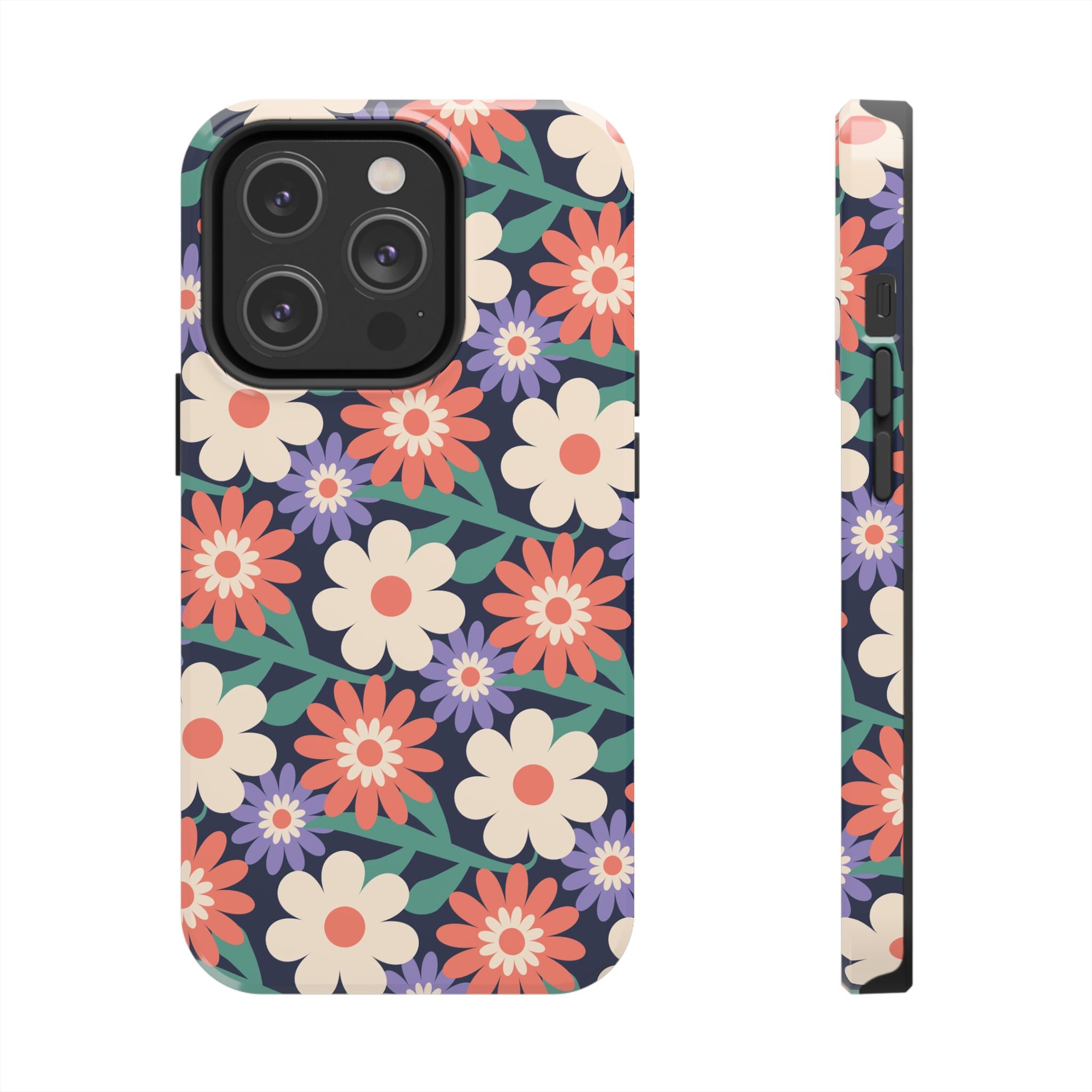 Floral Tough Phone Case — Retro Daisies Protective Phone Cover