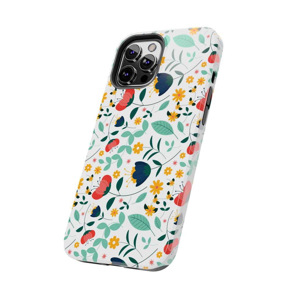 Floral Pattern Tough Phone Case — Colorful Spring Flowers Phone Cover