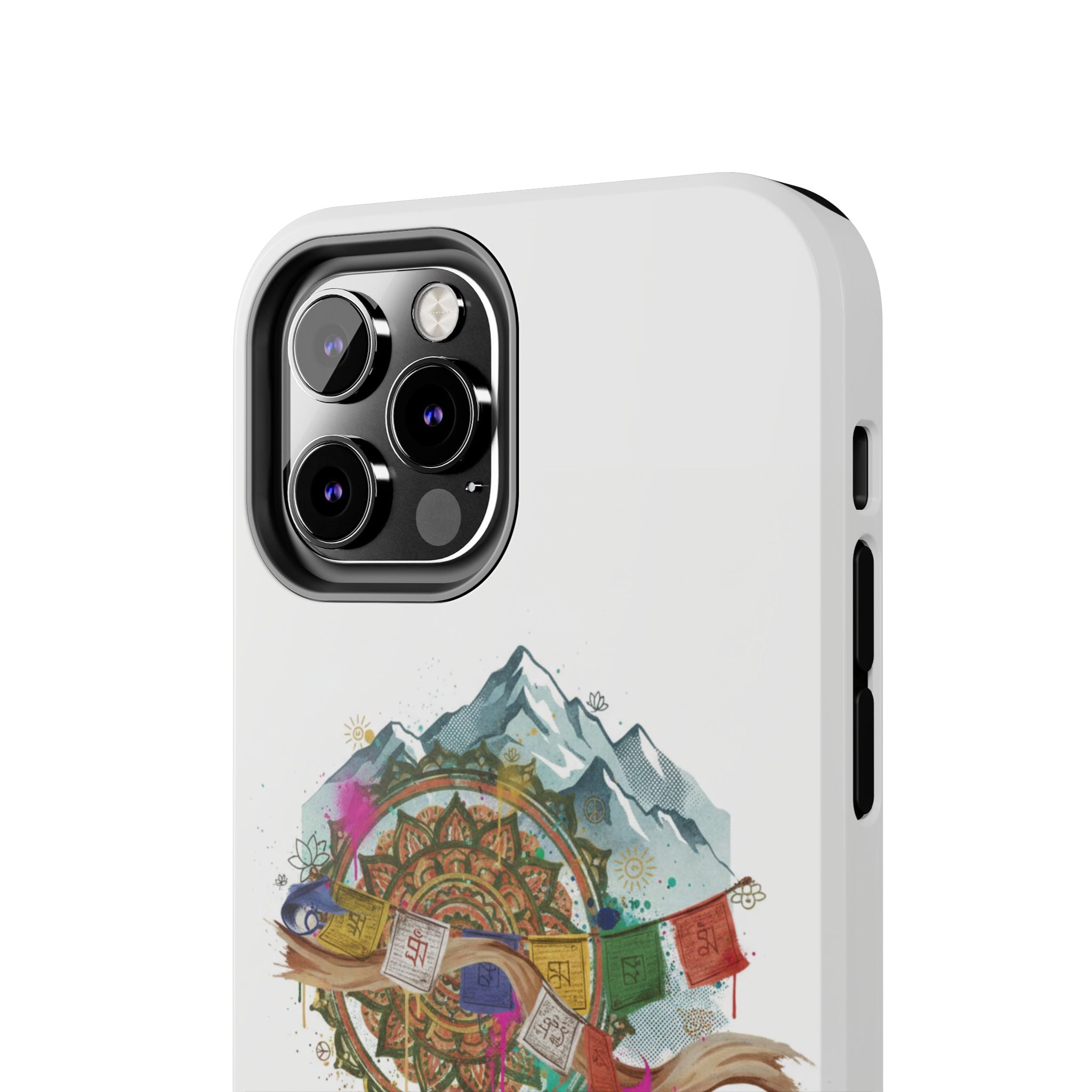 Mountain Compass Tough Phone Case with Prayer Flags & Fish Design