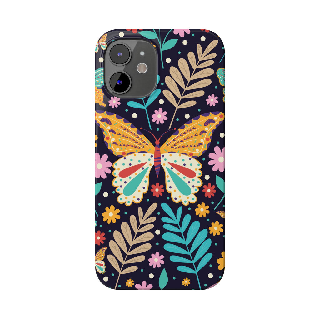 Butterfly Floral Slim Phone Case — Colorful Boho Garden Design