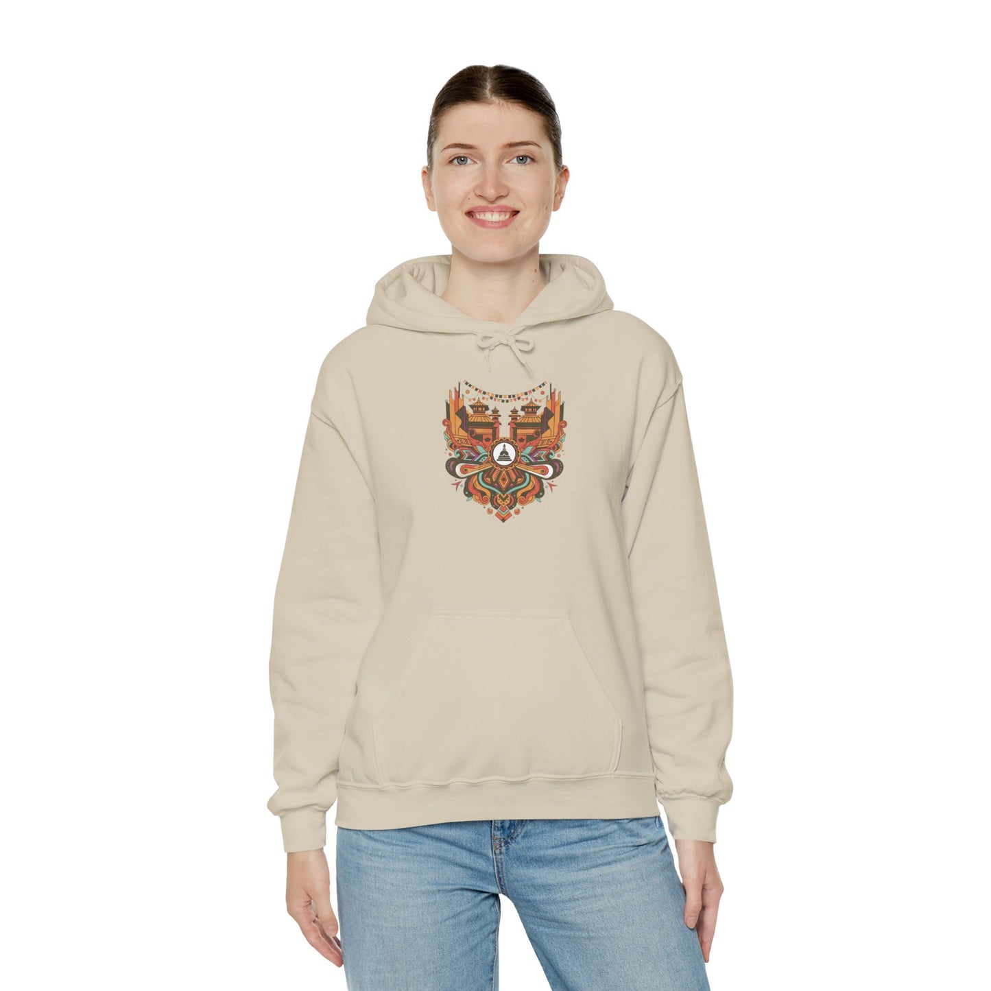 Spiritual Mandala Buddha Hoodie — Colorful Meditation Graphic Sweatshirt