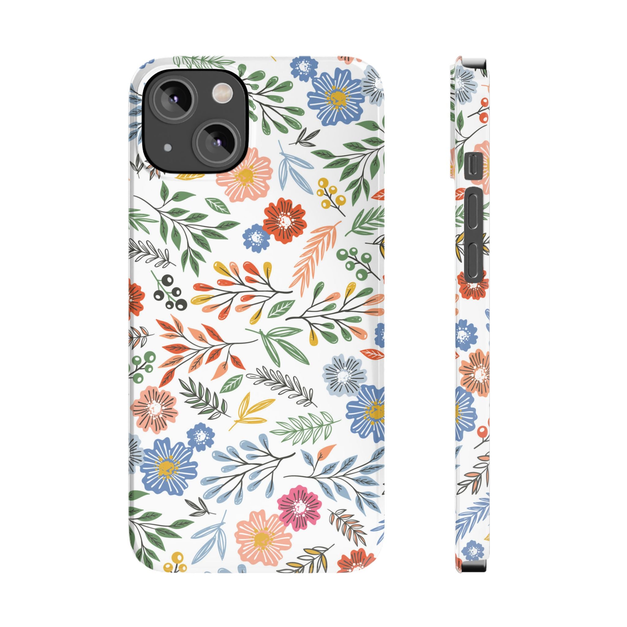 Slim Floral Phone Case — Colorful Hand-Drawn Wildflower Design