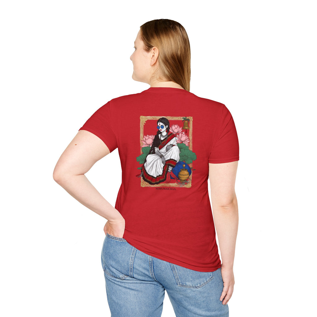 Newari Girl Traditional Dress T-Shirt – Newa Maicha Cultural Pride Graphic Tee, Nepali Heritage Design