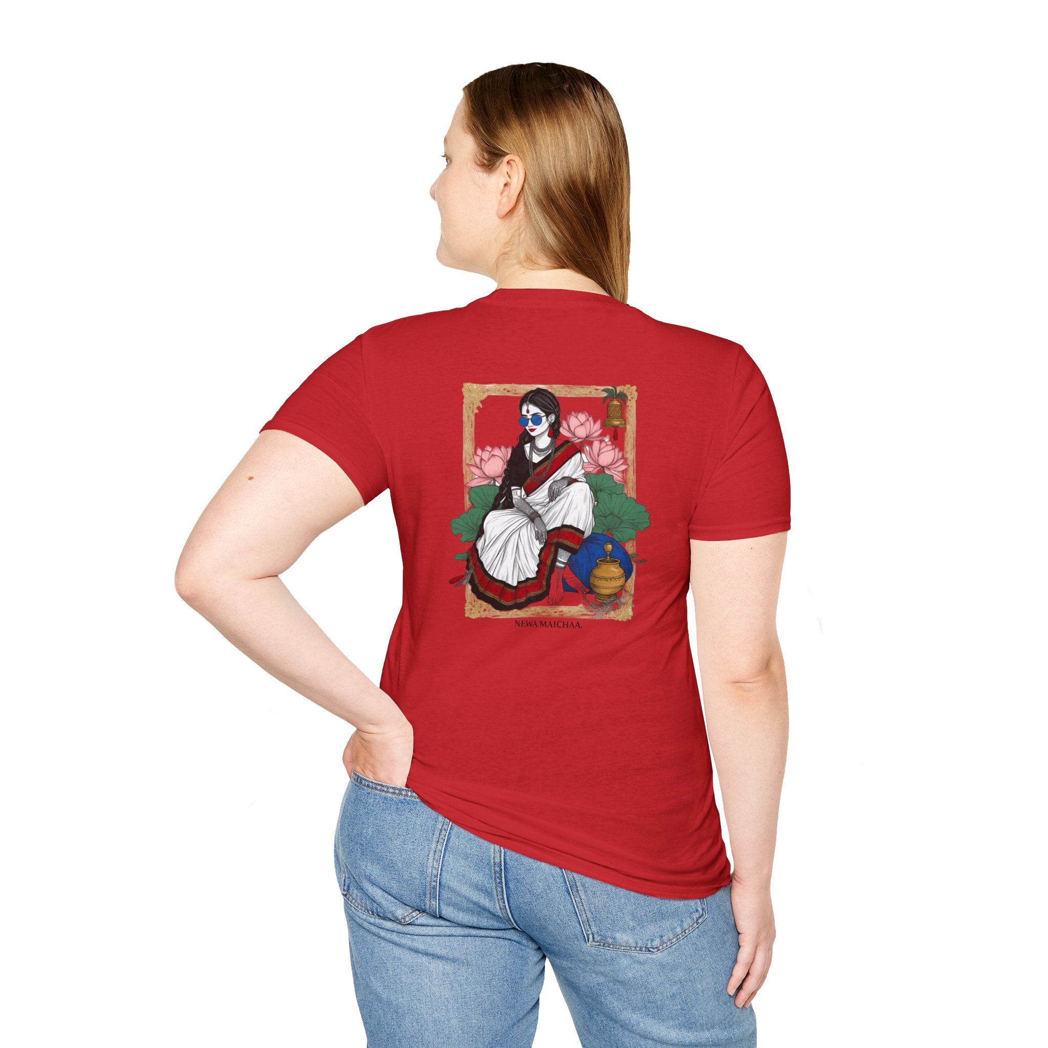 Newari Girl Traditional Dress T-Shirt – Newa Maicha Cultural Pride Graphic Tee, Nepali Heritage Design