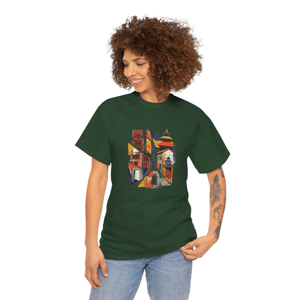 Cityscape Abstract Tee — Colorful Urban Architecture Graphic T‑Shirt