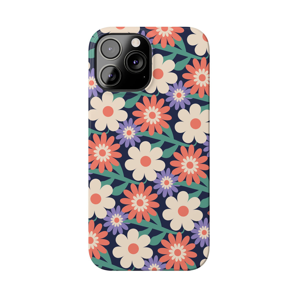 Floral Retro Slim Phone Case – Navy Ditsy Flowers