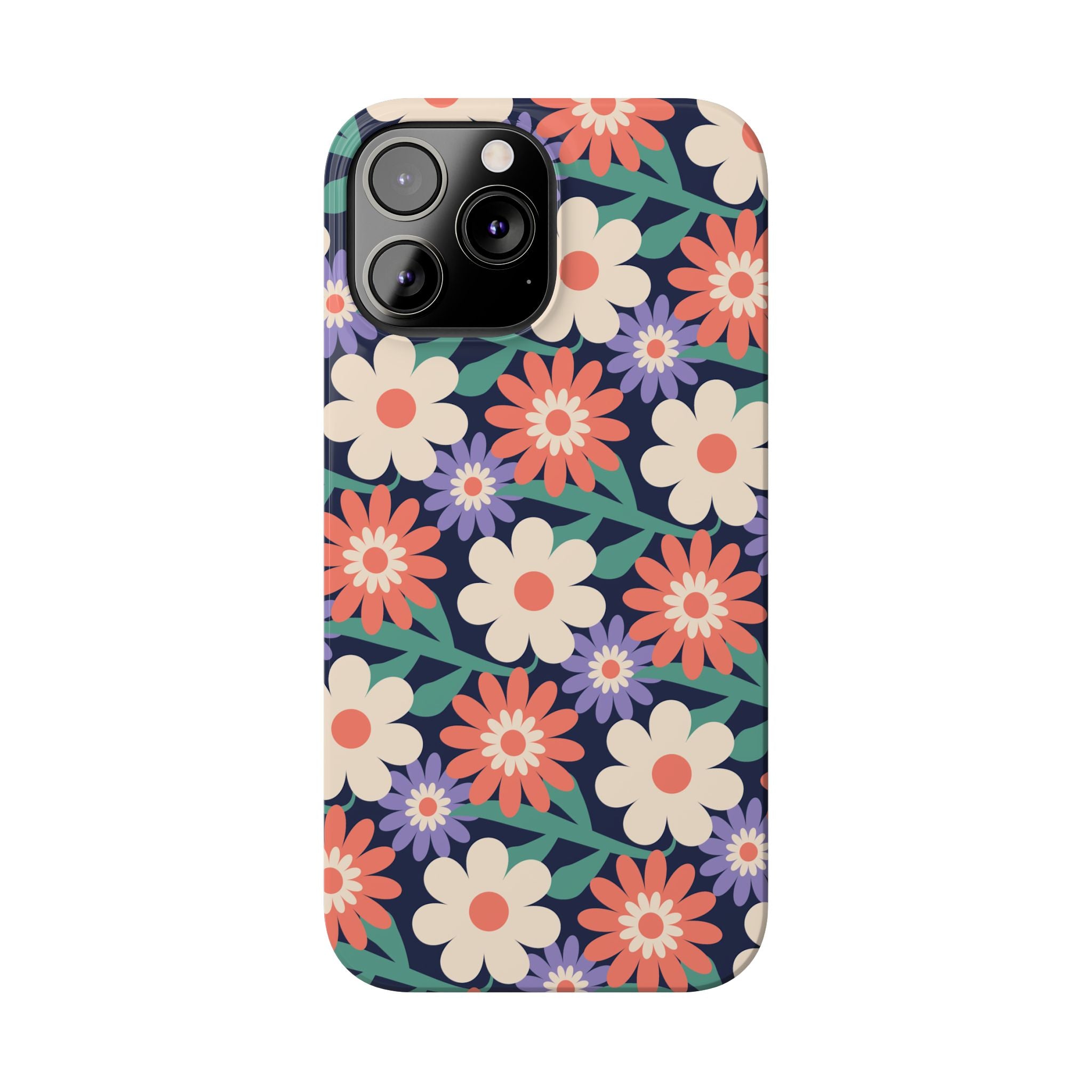 Floral Retro Slim Phone Case – Navy Ditsy Flowers