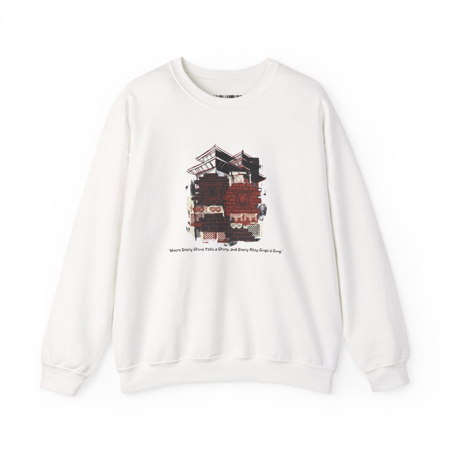 Crewneck Sweatshirt — Cozy Vintage Cabin Illustration with Quote