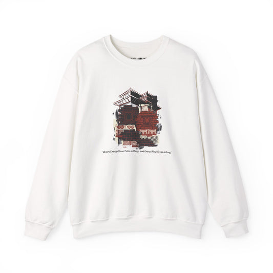 Crewneck Sweatshirt — Cozy Vintage Cabin Illustration with Quote