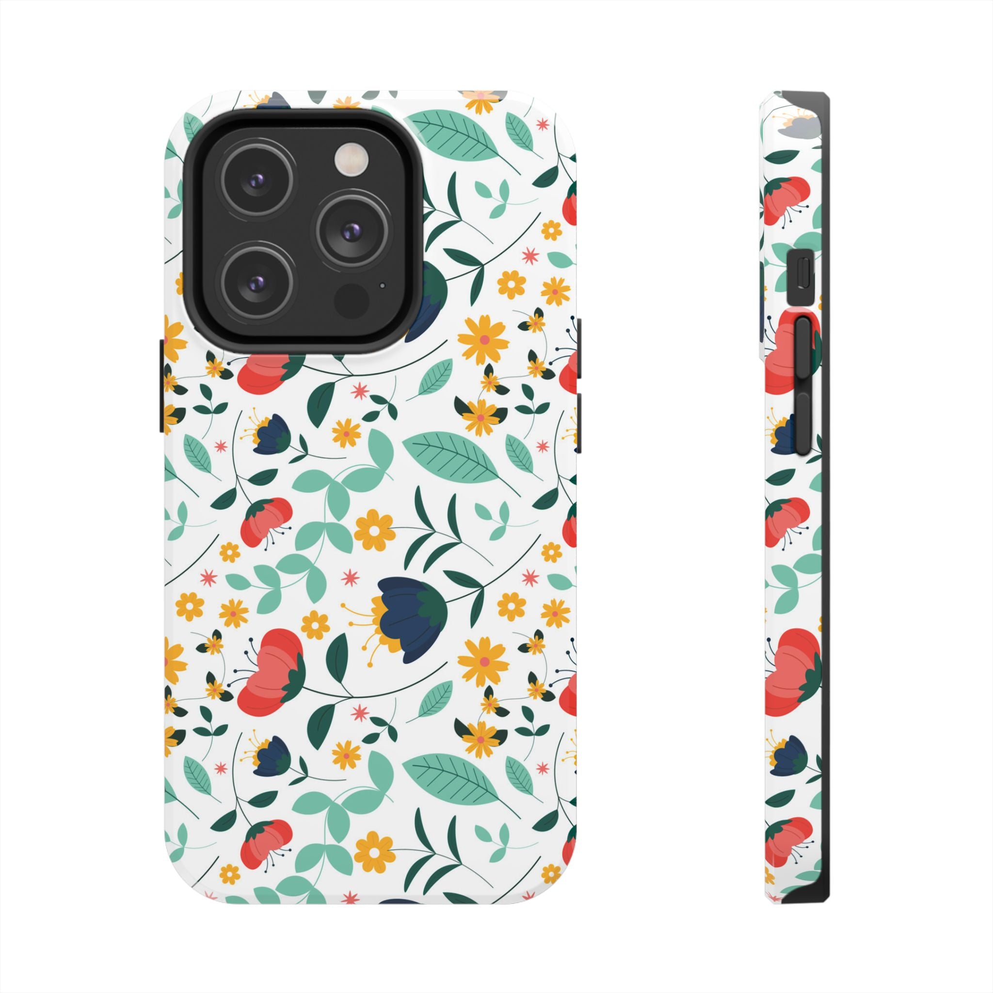 Floral Pattern Tough Phone Case — Colorful Spring Flowers Phone Cover