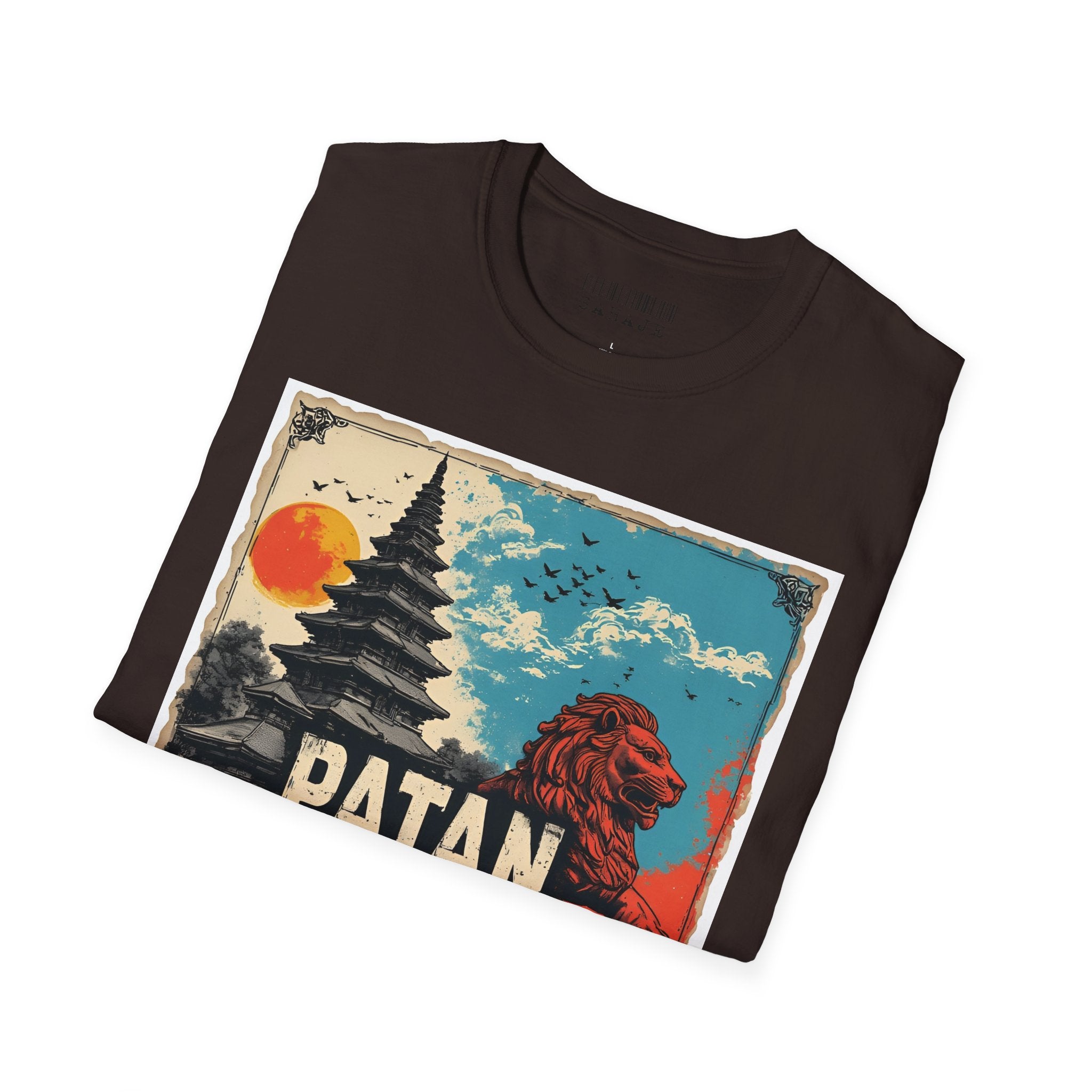 Patan City T-Shirt – Temple & Lion Graphic Tee, Nepali Cultural Heritage Design