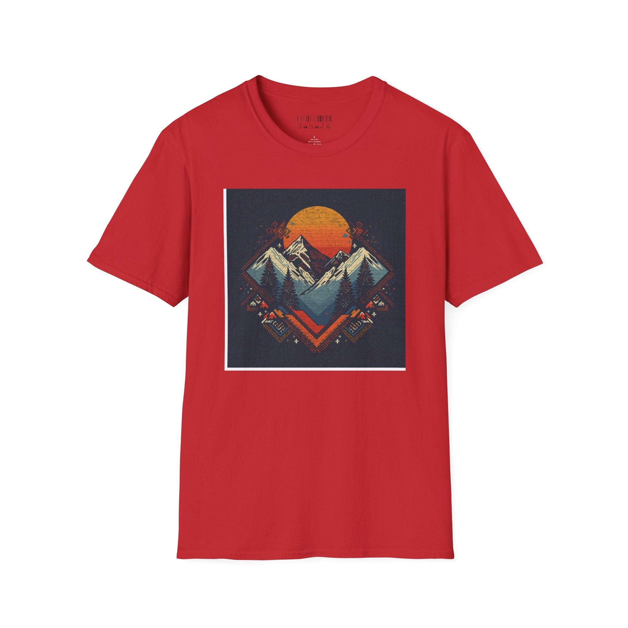 Retro Mountain Sunset T-Shirt — Vintage Outdoor Adventure Graphic Tee