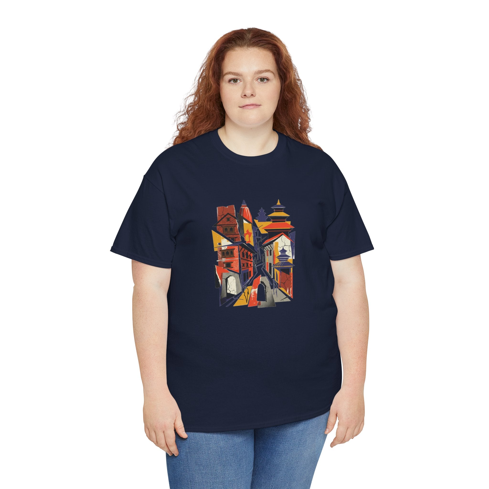 Cityscape Abstract Tee — Colorful Urban Architecture Graphic T‑Shirt