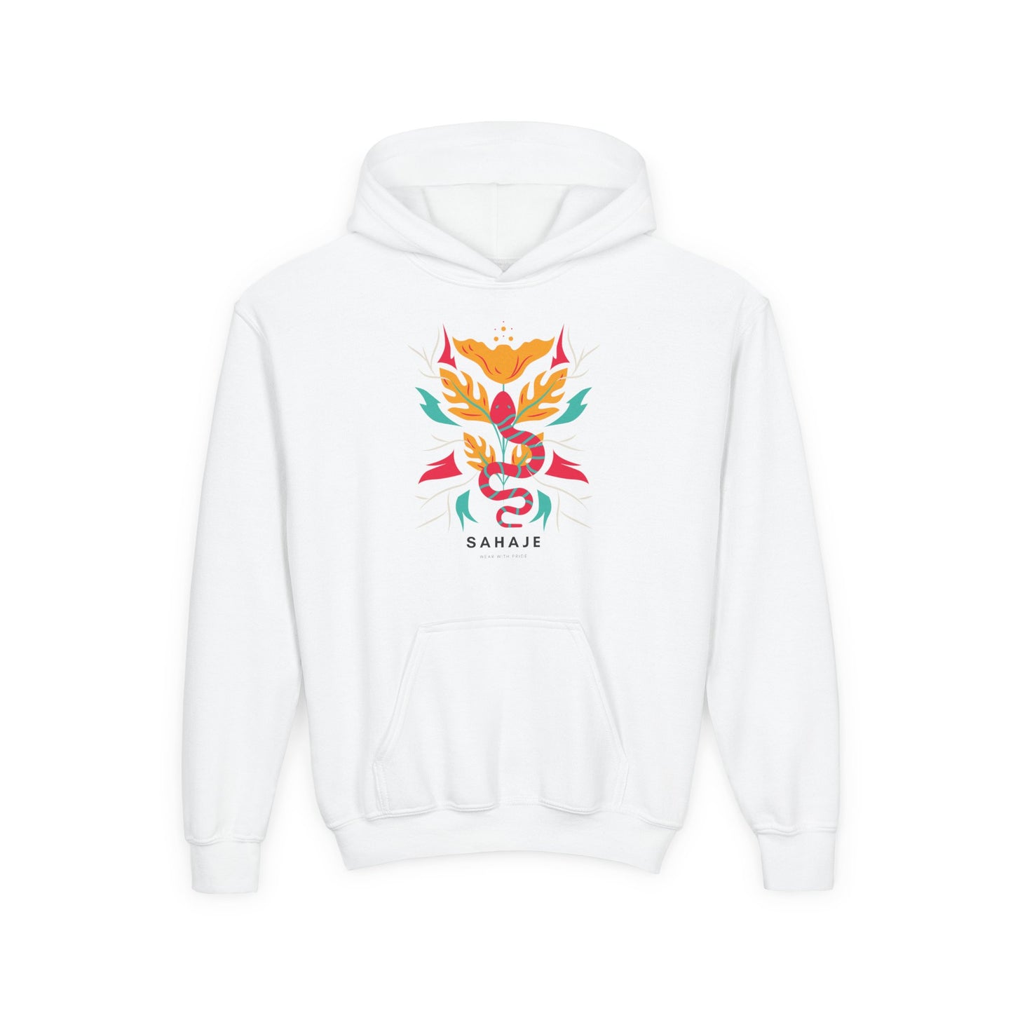 Youth Hoodie — Colorful Sahaja Floral Serpent Design