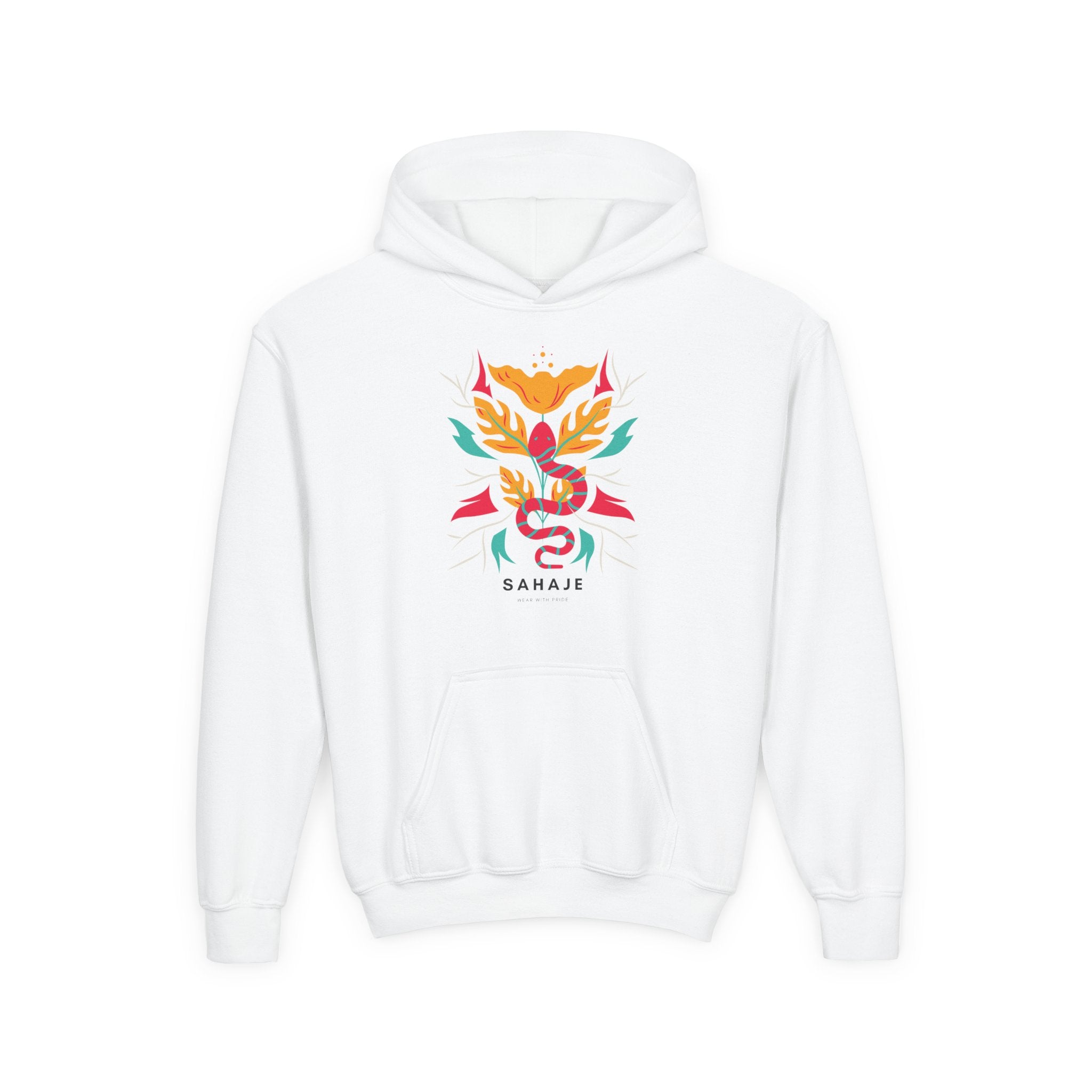 Youth Hoodie — Colorful Sahaja Floral Serpent Design