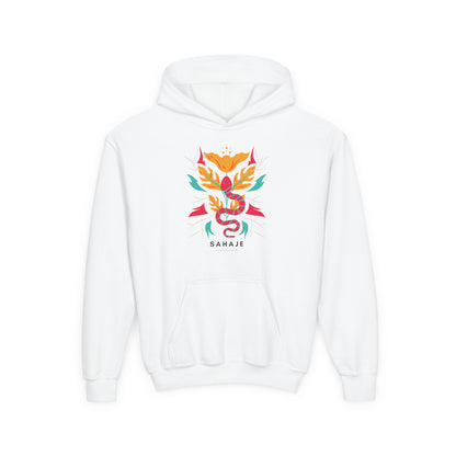 Youth Hoodie — Colorful Sahaja Floral Serpent Design