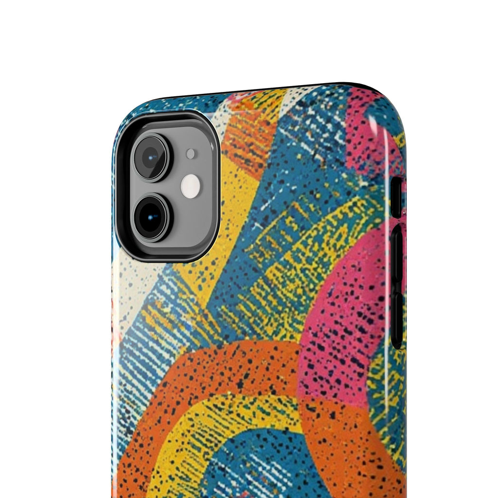 Bold Retro Abstract Tough Phone Case — Colorful Geometric Protective Cover