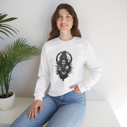 Shiva Meditation Crewneck Sweatshirt — Detailed Shiva Portrait Spiritual Yoga Pullover