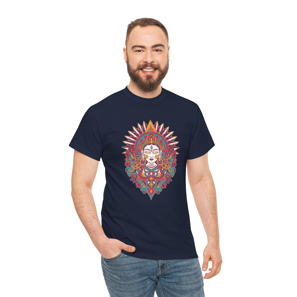 Spiritual Goddess Sun Mandala Tee — Colorful Boho Yoga T‑Shirt