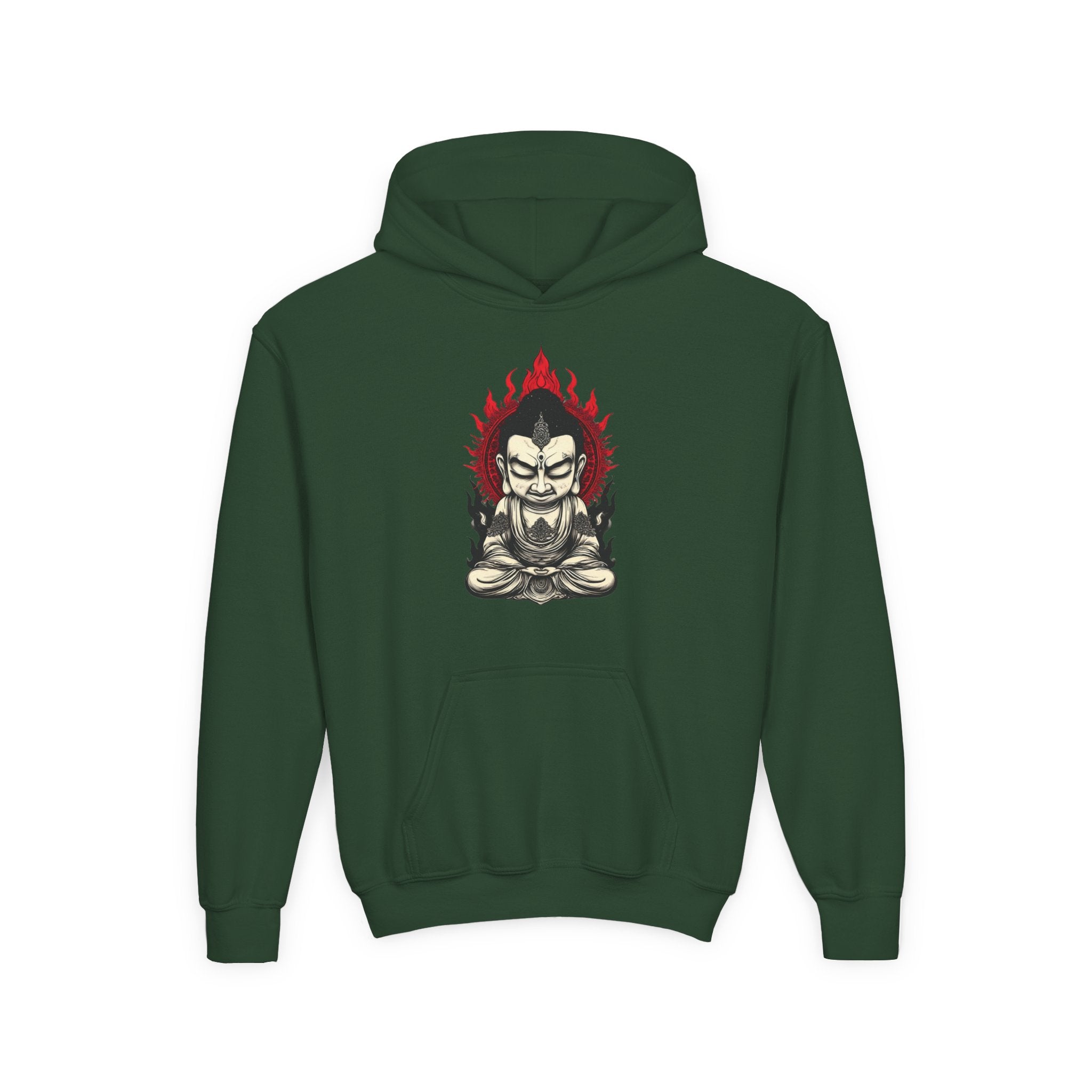 Youth Hoodie — Flaming Meditating Demon Graphic