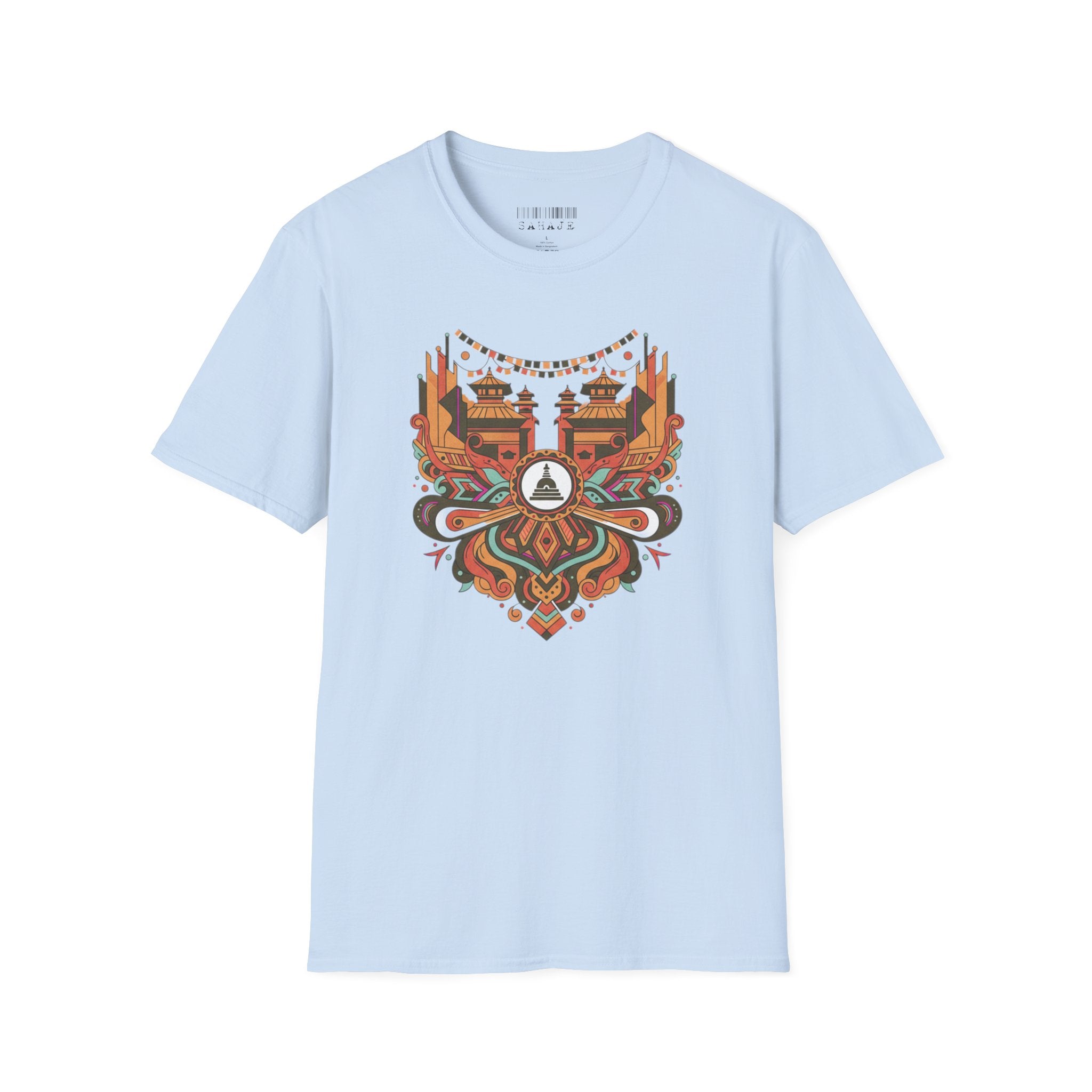 Boho Tribal Sunset T-Shirt — Vintage Geometric Nature Graphic