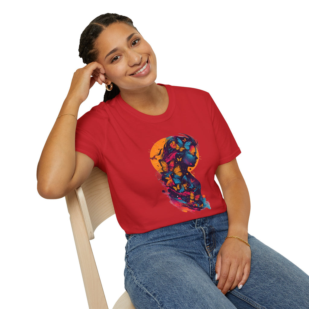 Butterfly Silhouette T-Shirt — Colorful Floral Profile Tee