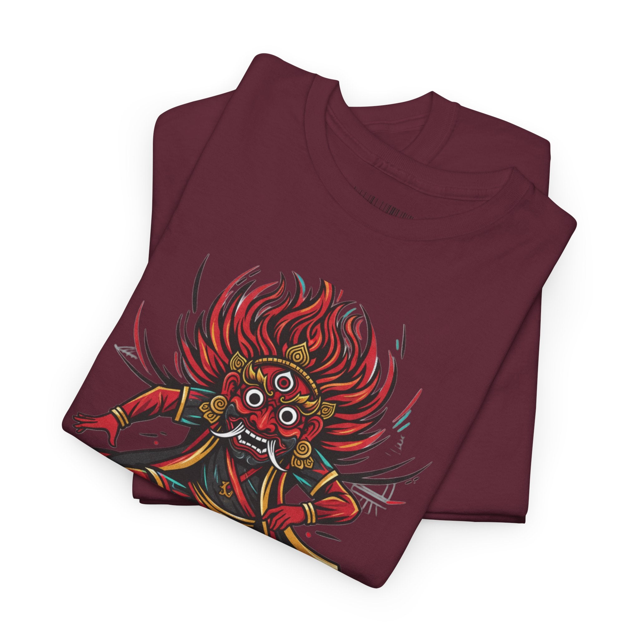 T-Shirt — Fierce Red Oni Demon Graphic Tee (Mythic Japanese Mask Design)